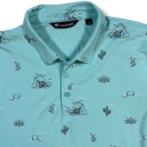 Travis Mathew Polo Shirt Mens Large Cactus Skull Houston Oaks Golf Pima Cotton